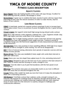 Fitness Class Schedule โ Moore County YMCA Fitness Class Schedule โ Moore County YMCA